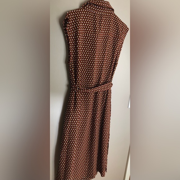 NWT  MICHAEL KORS Robust Rust Black & White Pattern Dress  Size M Sangria $84 - Picture 3 of 4